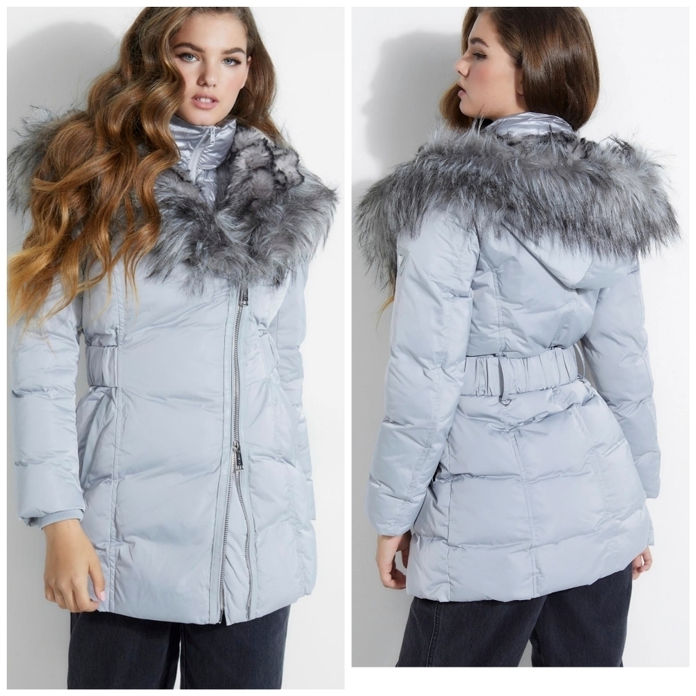 NEW GUESS Joanna Long Puffer Jacket SZ M